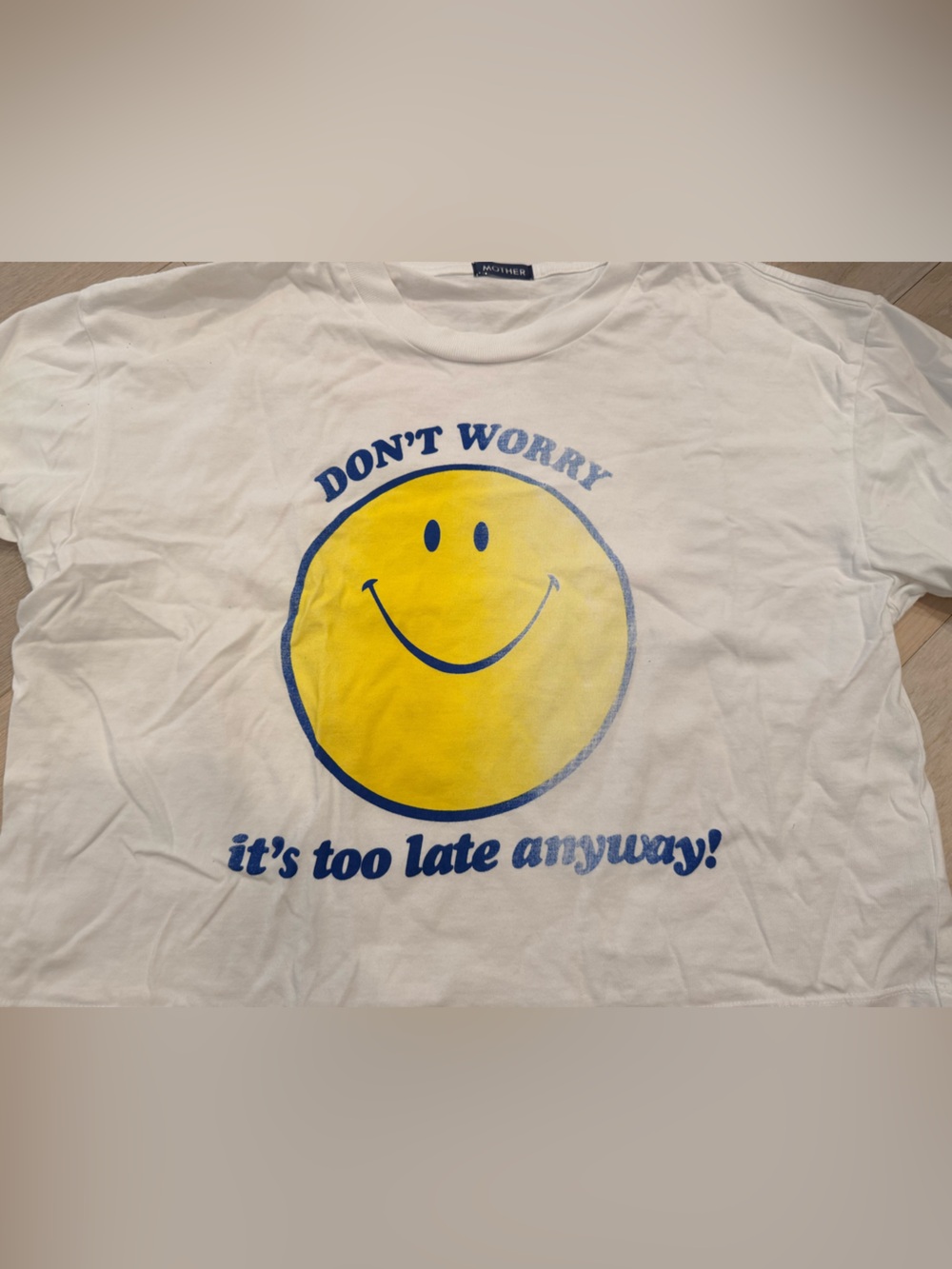 NWOT MOTHER denim graphic smiley tee